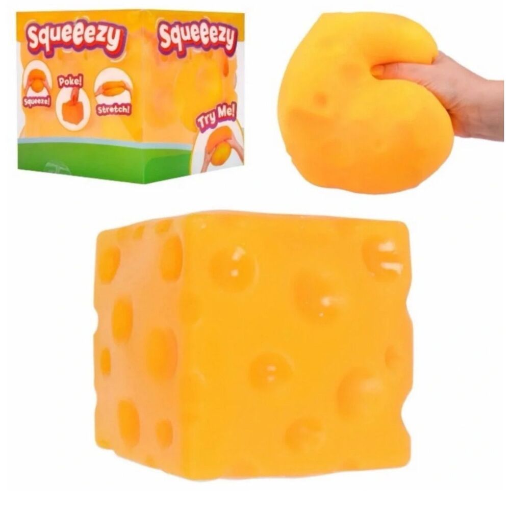 Sunny Days Squeezy Cheese Block Bright Yellow Jumbo Squishy Stress Ball Poke